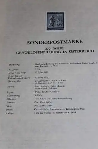 Österreich Amtl. Schwarzdruck auf Schwarzdruckblatt 1979  zur Ausgabe: Gehörlosenbildung in Österreich