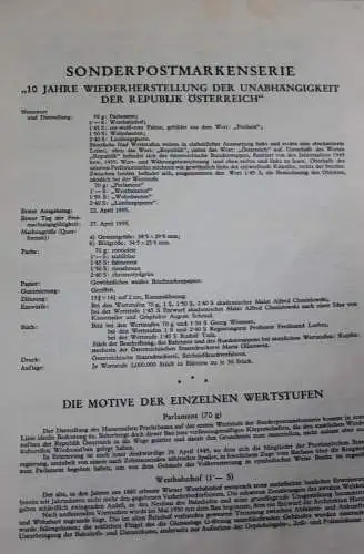 Österreich Amtl. Schwarzdruck auf Schwarzdruckblatt 1955  zur Ausgabe: 10 Jahre Wiederherstellung der Unabhängigkeit