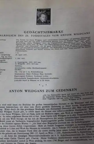 Österreich Amtl. Schwarzdruck auf Schwarzdruckblatt 1957 zur Ausgabe: Anton Wildgans