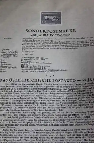 Österreich Amtl. Schwarzdruck auf Schwarzdruckblatt 1957 zur Ausgabe: 50 Jahre Postauto