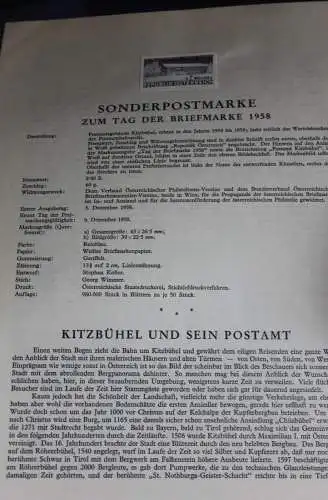 Österreich Amtl. Schwarzdruck auf Schwarzdruckblatt 1958 zur Ausgabe: Tag der Briefmarke; Postamt Kitzbühel