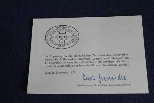 Ministerkarte zum Ausgabeanlaß: "Burgen und Schlösser"; 14.11.1979; MiNr. 1028; Berlin: 611