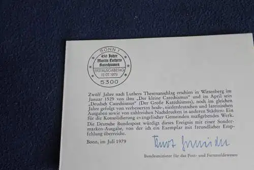 Ministerkarte zum Ausgabeanlaß: "Luther-Katechismus"; 12.7.1979; MiNr. 1016