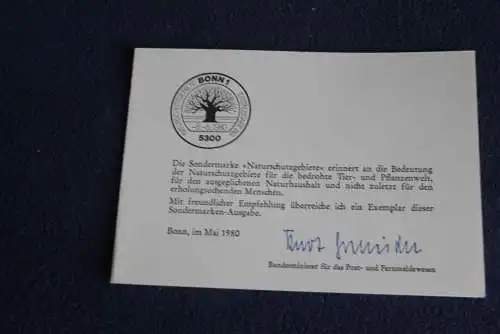 Ministerkarte zum Ausgabeanlaß: "Naturschutzgebiete"; 8.5.1980; MiNr. 1052