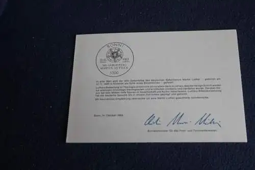 Ministerkarte zum Ausgabeanlaß: "Martin Luther"; 13.10.1983; MiNr. 1193