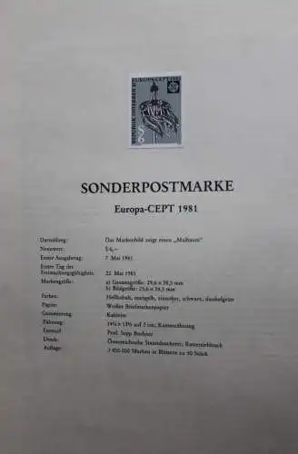 Schwarzdruck auf Schwarzdruckblatt; Ausgabe: EUROPA-CEPT 1981