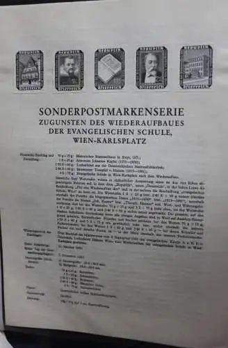 Schwarzdruck auf Schwarzdruckblatt; Ausgabe: Wiederaufbau der Evang. Schule Wien-Karlsplatz; 3.10. 1953