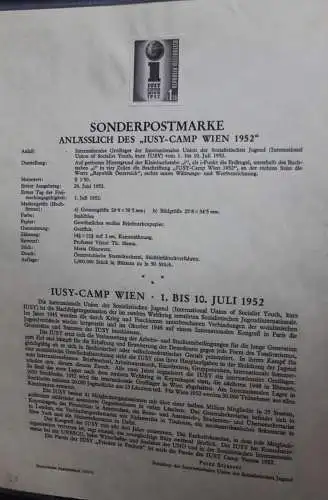 Schwarzdruck auf Schwarzdruckblatt; Ausgabe: "IUSY-CAMP Wien 1952"; 1. Juli 1952