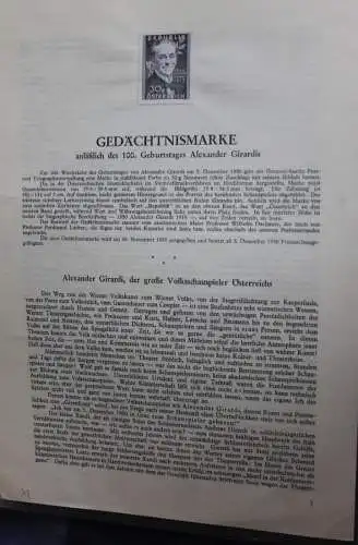 Schwarzdruck auf Schwarzdruckblatt 100. Geburtstag Alexander Girardis; 30.11. 1950