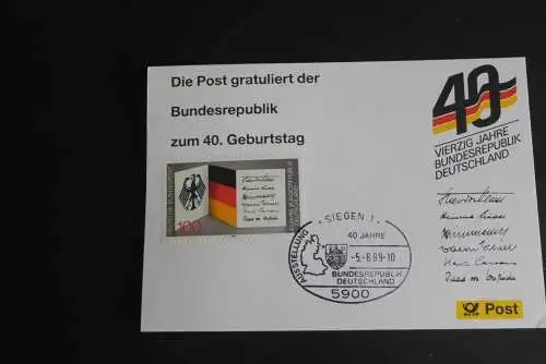 40 Jahre Bundesrepublik Deutschland; Maximumkarte der POST; SST Siegen