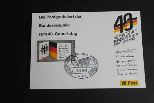40 Jahre Bundesrepublik Deutschland; Maximumkarte der POST; SST Berlin