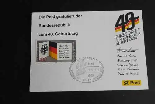 40 Jahre Bundesrepublik Deutschland; Maximumkarte der POST; SST Hardegsen