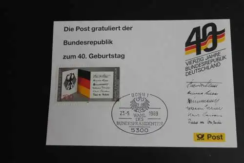 40 Jahre Bundesrepublik Deutschland; Maximumkarte der POST; SST Bonn