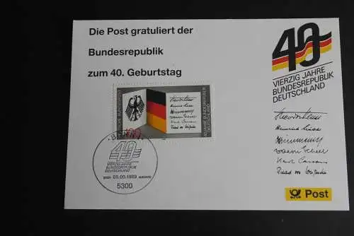 40 Jahre Bundesrepublik Deutschland; Maximumkarte der POST; ESST Bonn