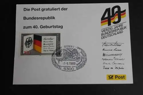 40 Jahre Bundesrepublik Deutschland; Maximumkarte der POST; SST Bonn