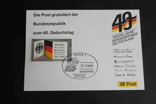 40 Jahre Bundesrepublik Deutschland; Maximumkarte der POST; SST Bonn