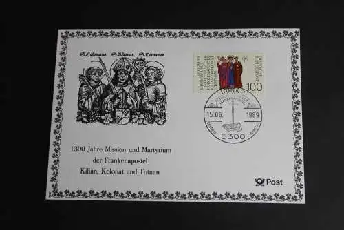 Frankenapostel Maximumkarte 1989; Amtl. MK der POST, ESST Bonn