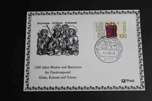 Frankenapostel Maximumkarte 1989; Amtl. MK der POST, SST Münsterschwarzach