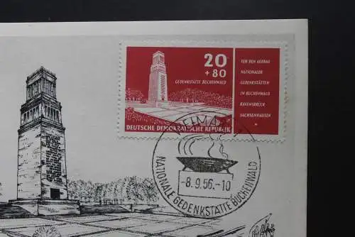 Nationale Gedenkstätten; Buchenwald; Abart/PF/Retusche MiNr, 538 IV auf Maximumkarte