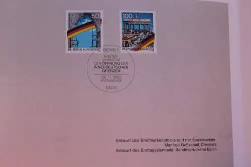 Ministerkarte zum Ausgabeanlaß:  "Öffnung der Grenzen"; 6. Nov.  1990 ; MiNr. 1481-82; Block 22; Sondergröße