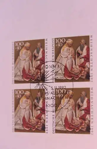 Klappkarte mit Postwertzeichen - Kontaktgabe der Post: Weihnachtsmarken 1992; 5. 11. 1992; MiNr.: 1639-40