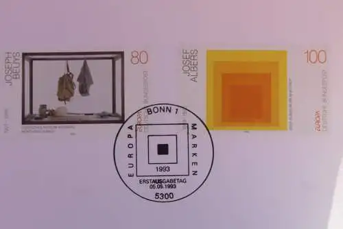 Silberkarte; Zentrale Klappkarte mit Postwertzeichen - Kontaktgabe: EUROPA-Marken 1993; 5.5..1993, MiNr. 1673-74