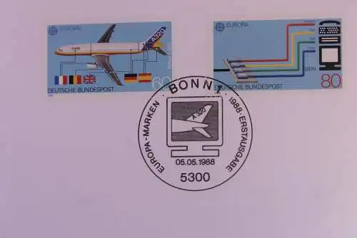 Silberkarte; Zentrale Klappkarte mit Postwertzeichen - Kontaktgabe: EUROPA-Marken 1988; 5.5.1988, MiNr. 1367-68