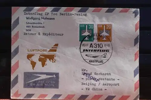 Deutschland; Interflug -Erstflug IF 700 mit Airbus A310 Berlin-Peking , 5.7.89