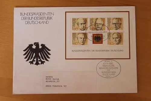 Bundespräsidenten (II); Block 19 auf FDC; 10.11.1982