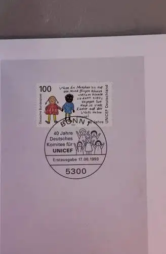 Ministerkarte zum Ausgabeanlaß:  "UNICEF"; 17. Juni 1993 ; MiNr. 1682