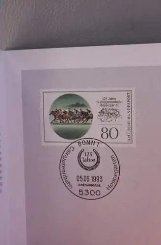 Ministerkarte zum Ausgabeanlaß:  "Galopprennbahn Hoppegarten, Berlin"; 5. Mai 1993 ; MiNr. 1677