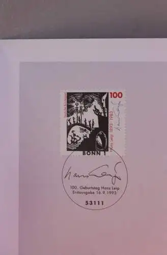 Ministerkarte zum Ausgabeanlaß:  "Hans Leip"; 16. Sept. 1993 ; MiNr. 1694