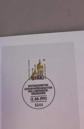 Ministerkarte zum Ausgabeanlaß:  "Sehenswürdigkeiten: Russische Kirche Wiesbaden"; 12. Aug. 1993 ; MiNr. 1687