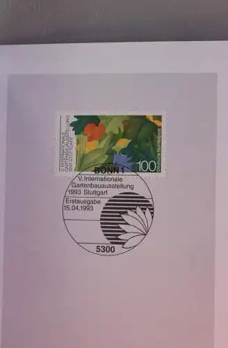 Ministerkarte zum Ausgabeanlaß:  "IGA '93 Stuttgart"; 15. Apr. 1993 ; MiNr. 1672