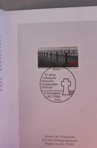 Ministerkarte zum Ausgabeanlaß:  "Kriegsgräberfürsorge"; 9. Nov. 1994 ; MiNr. 1768