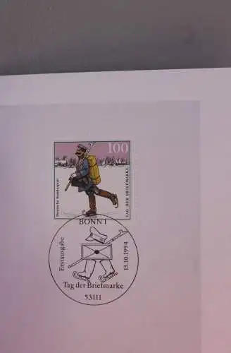 Ministerkarte zum Ausgabeanlaß:  "Tag der Briefmarke 1994"; 13. Okt. 1994 ; MiNr. 1764