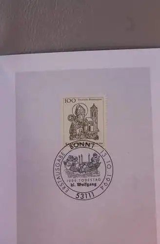 Ministerkarte zum Ausgabeanlaß:  "1000. Todestag hl. Wolfgang"; 13. Okt. 1994 ; MiNr. 1762