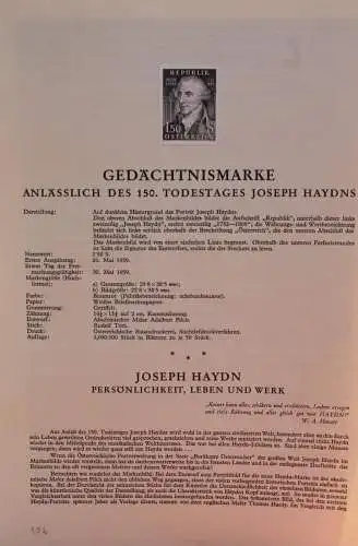 Schwarzdruck auf Schwarzdruckblatt Österreich 1959 zur Ausgabe: 150. Todestag Joseph Haydn