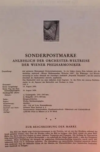 Schwarzdruck auf Schwarzdruckblatt Österreich 1959 zur Ausgabe: Orchester-Weltreise der Wiener Philharmoniker