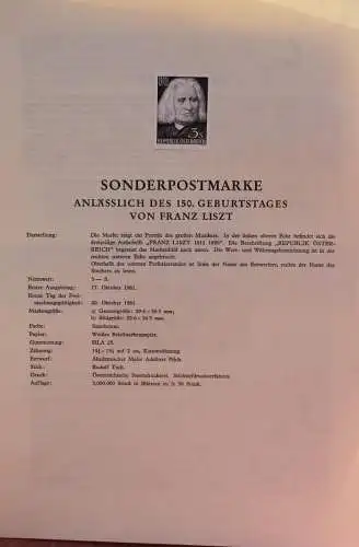 Schwarzdruck auf Schwarzdruckblatt Österreich 1961 zur Ausgabe: 150. Geburtstag von Franz Liszt