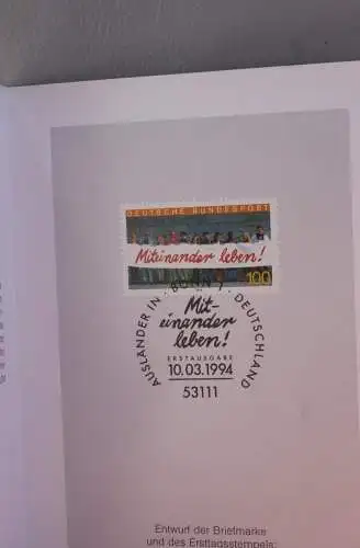 Ministerkarte zum Ausgabeanlaß: "Miteinander leben", 10. März 1994; MiNr. 1725