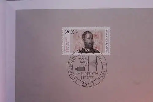 Ministerkarte zum Ausgabeanlaß: "Heinrich Hertz", 13. Jan. 1994; MiNr. 1710