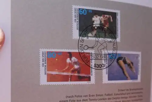 Ministerkarte zum Ausgabeanlaß: "Sporthilfe-Für den Sport 1988", 18. Febr. 1988; MiNr. 1353-55; Berlin: 801-03