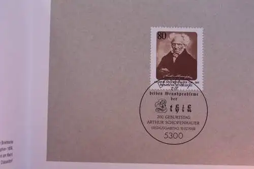 Ministerkarte zum Ausgabeanlaß: "Arthur Schopenhauer", 18. Febr. 1988; MiNr. 1357