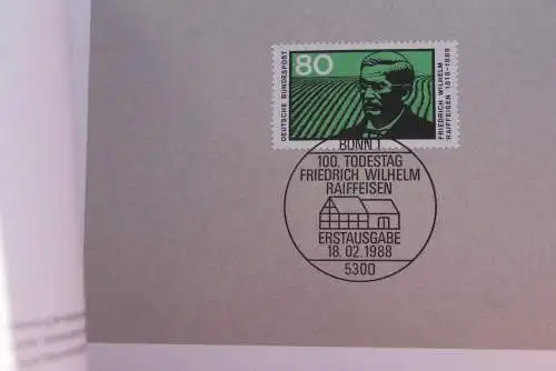 Ministerkarte zum Ausgabeanlaß: "Friedrich Wilhelm Raiffeisen", 18. Febr. 1988; MiNr. 1358