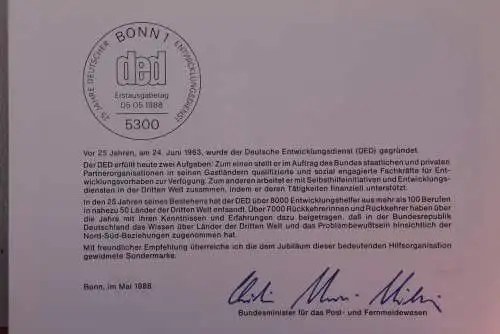 Ministerkarte zum Ausgabeanlaß: "25 Jahre DED"; 5. Mai 1988 ; MiNr.1373