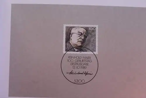 Ministerkarte zum Ausgabeanlaß: "Reinhold Maier"; 12. Okt. 1989; MiNr. 1440