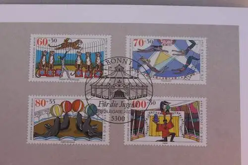 Ministerkarte zum Ausgabeanlaß: "Für die Jugend 1989: Zirkus"; 20. April 1989; MiNr. 1411-14+ Berlin