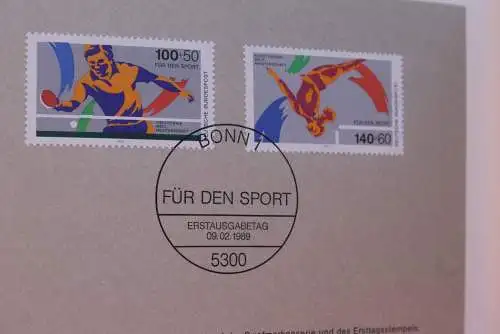 Ministerkarte zum Ausgabeanlaß: "Für den Sport 1989-Sporthilfe"; 9. Febr. 1989; MiNr. 1408-09; Berlin 836-37