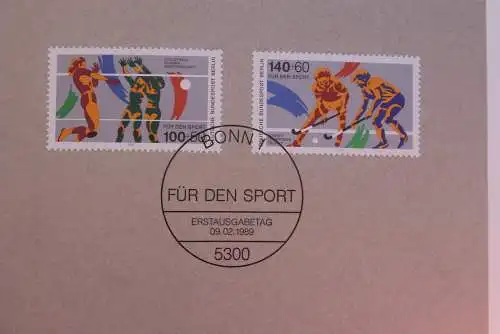 Ministerkarte zum Ausgabeanlaß: "Für den Sport 1989-Sporthilfe"; 9. Febr. 1989; MiNr. 1408-09; Berlin 836-37